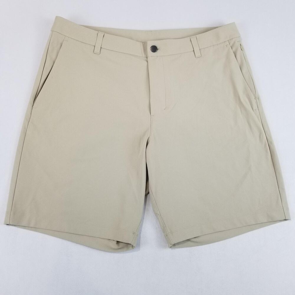Lululemon Shorts Mens 36 Beige 11 In Chino Travel Golf Performance Pockets